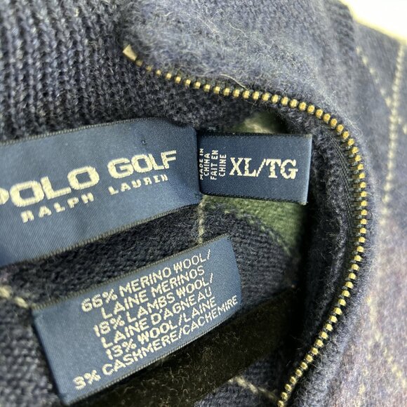 POLO GOLF RALPH LAUREN MERINO WOOL CASHMERE Knit PULLOVER Sweater 1/4 Zip MEN XL - Picture 3 of 10